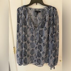 Blue snakeskin print blouse